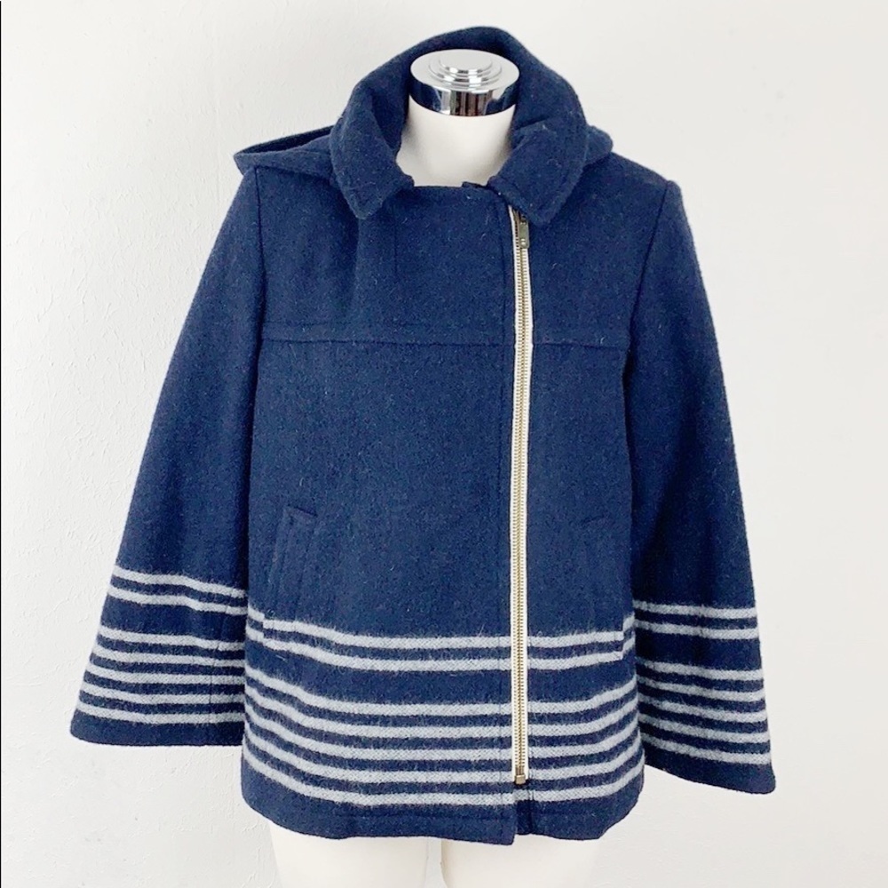 Band of Outsiders Boy. Navy Wool Hooded Parka - Picture 5 of 8
